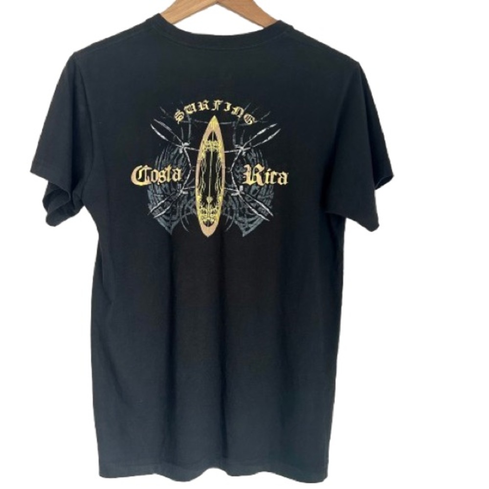 Morpho Costa Rica Mens Graphic T-Shirt Black Gothic Script Surf Cotton T Size M